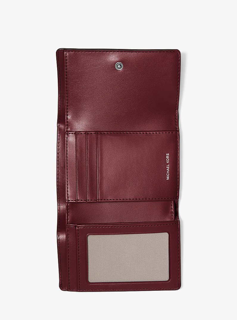 Bryant Medium Burnished Leather Tri-Fold Wallet in OXBLOOD | Michael Kors