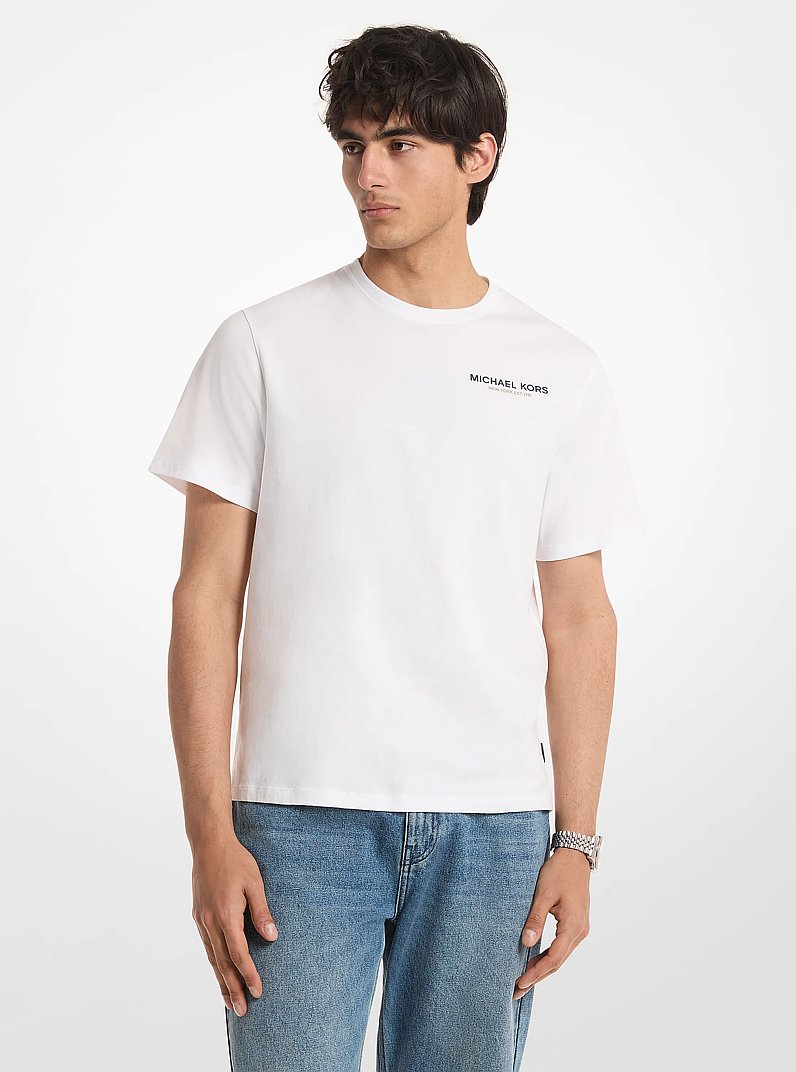 T-Shirt aus Baumwoll-Jersey mit Grafik-Logo in WEISS | Michael Kors