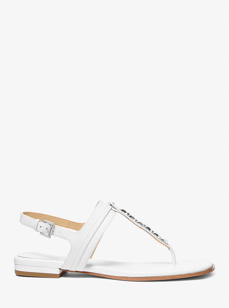Marcia Embellished Leather Sandal in OPTIC WHITE | Michael Kors