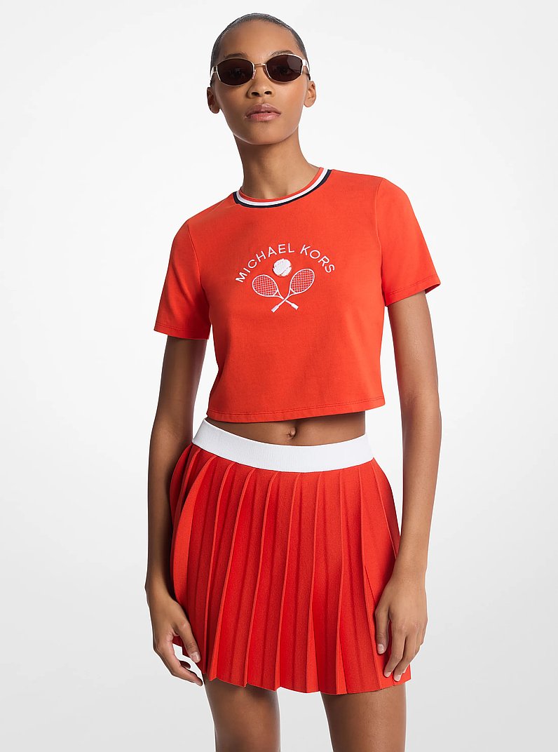 Embellished Cotton Baby Tee in RED CLAY | Michael Kors