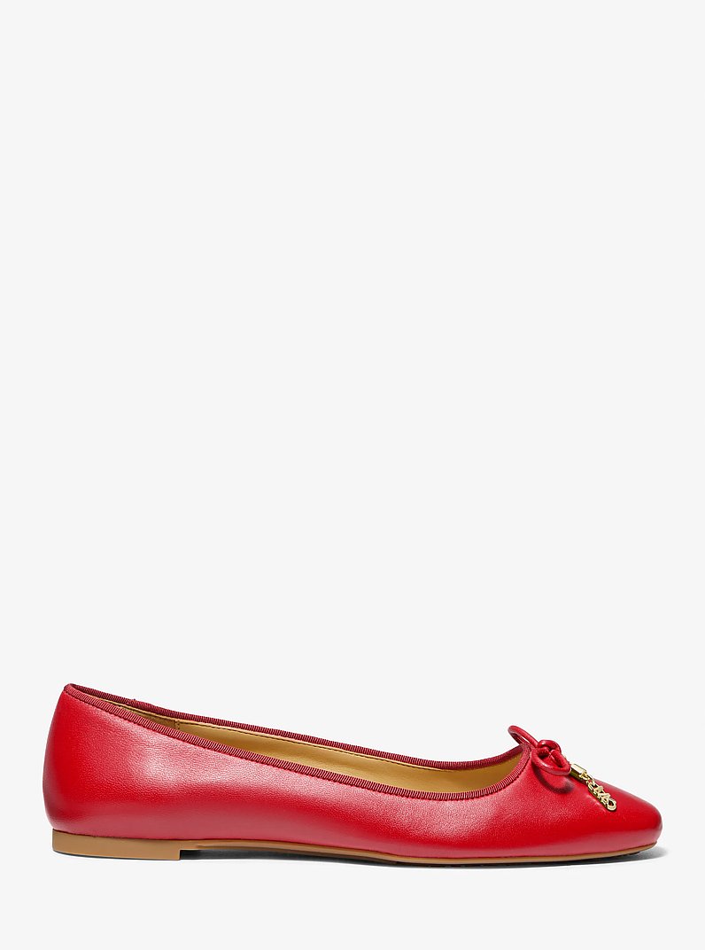 Nori Leather Ballet Flat in CRIMSON | Michael Kors