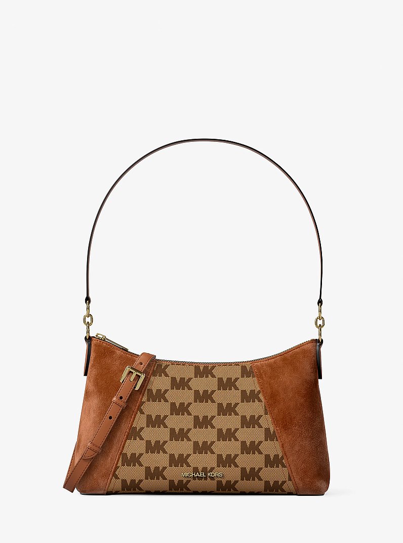 Sac &agrave; bandouli&egrave;re convertible Sienna de taille moyenne en jacquard et en su&egrave;de &agrave; logo