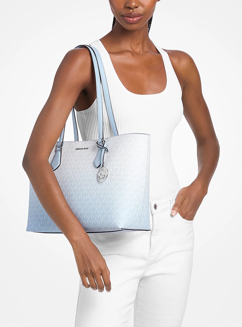 Sheila Large Ombr&eacute; Signature Logo Tote Bag in PALE OCEAN | Michael Kors