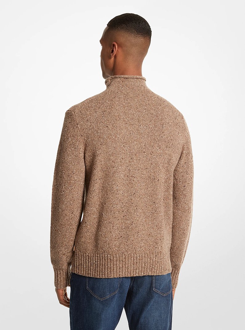 Recycled Wool Blend Roll-Neck Sweater in DARK CAMEL MELANGE | Michael Kors