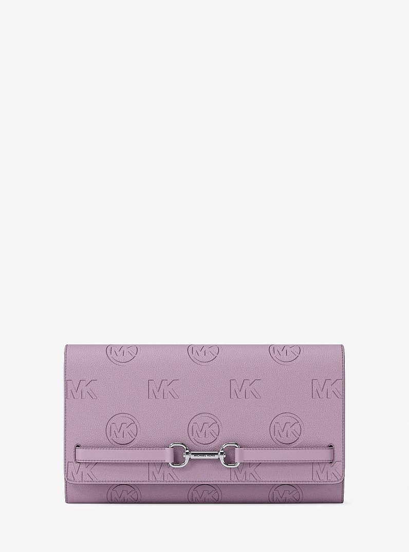 Carson Large Logo Debossed Wallet in LT QUARTZ | Michael Kors