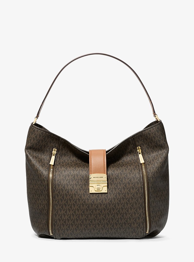 Addie Large Signature Logo Shoulder Bag in BRN/ACORN | Michael Kors