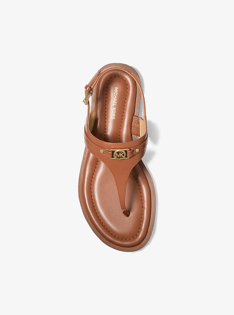 Mandy Leather T-Strap Sandal in LUGGAGE | Michael Kors