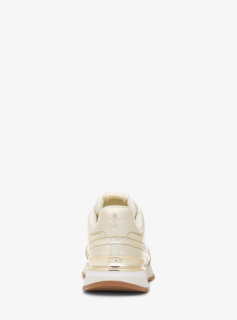 Nova Crackled Metallic Leather Trainer in PALE GOLD | Michael Kors