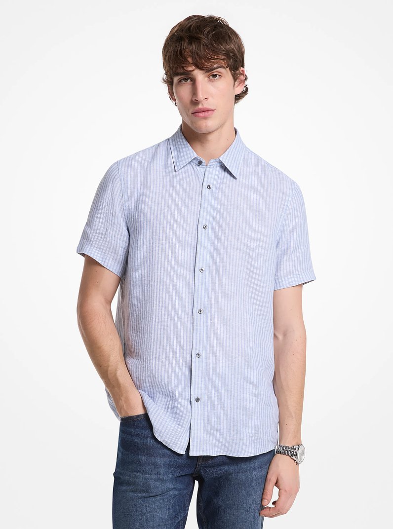 Halo Striped Linen Shirt in CHAMBRAY | Michael Kors