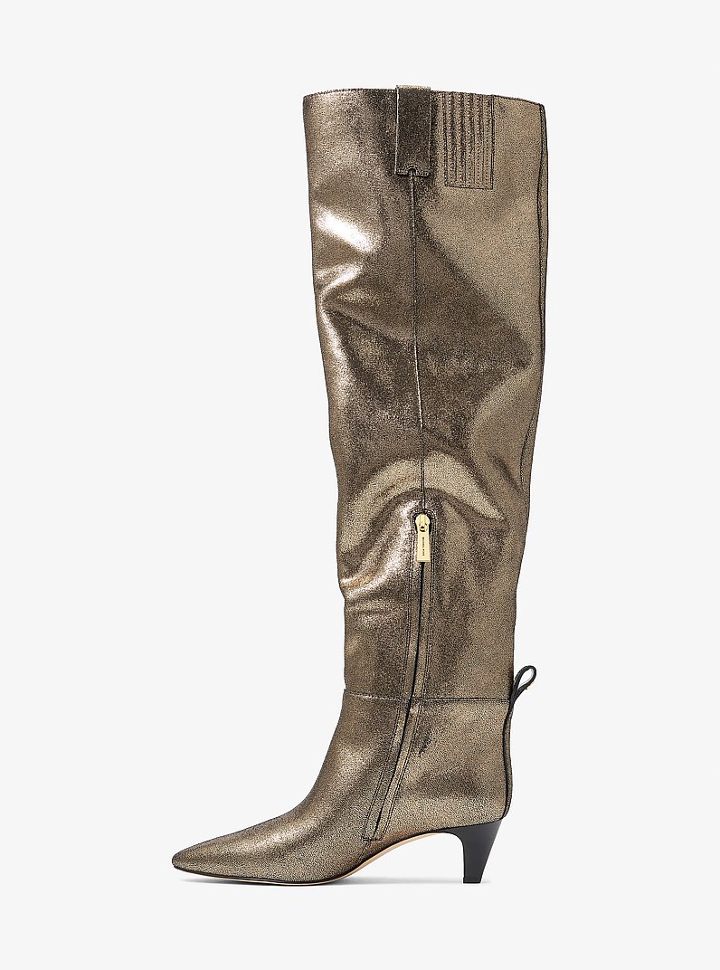Daniela Metallic Leather Boot in PALE GOLD | Michael Kors