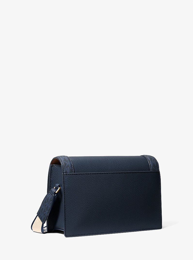 Borsa a tracolla Jet Set grande in pelle martellata e stampa logo in NAVY | Michael Kors