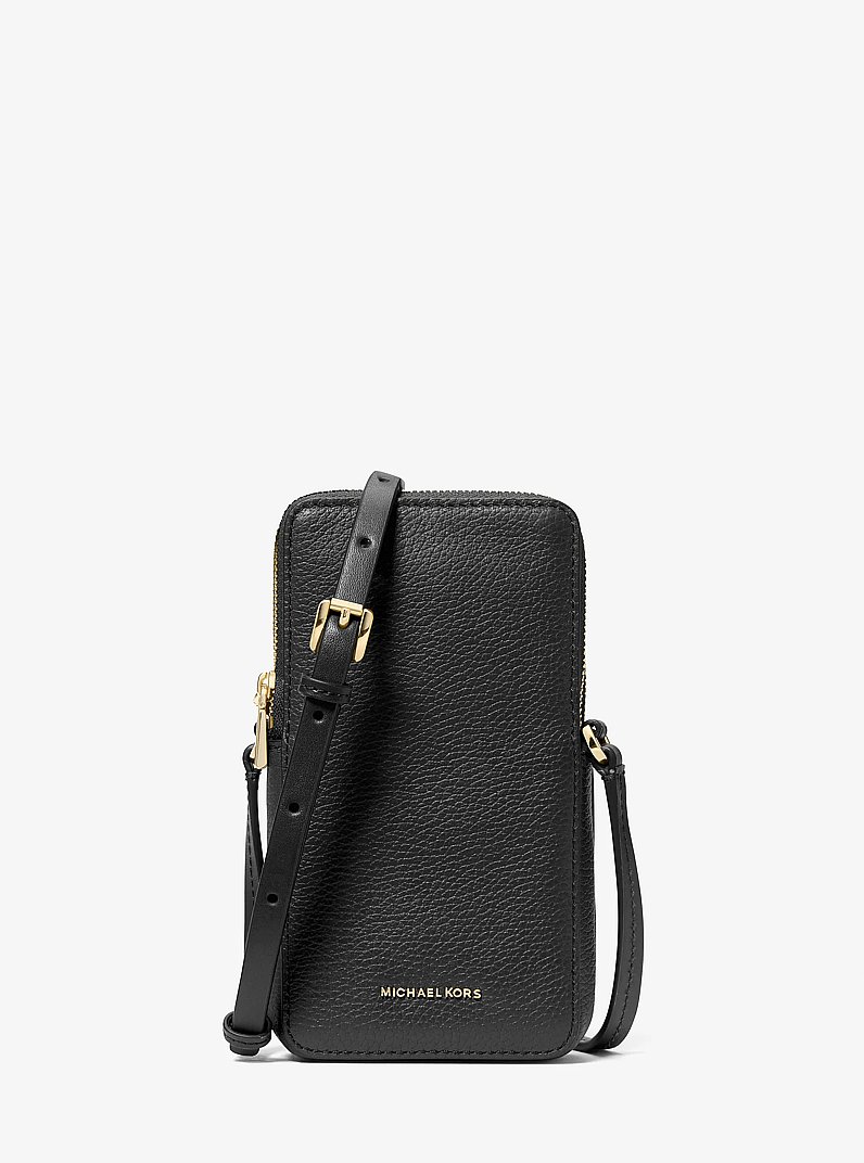 Jet Set Small Pebbled Leather Smartphone Crossbody Bag in BLACK | Michael Kors