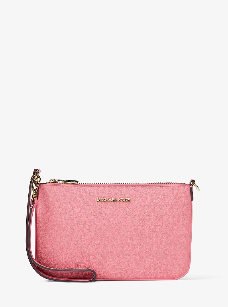 Jet Set Small Signature Logo Convertible Wristlet in POWDER BLUSH