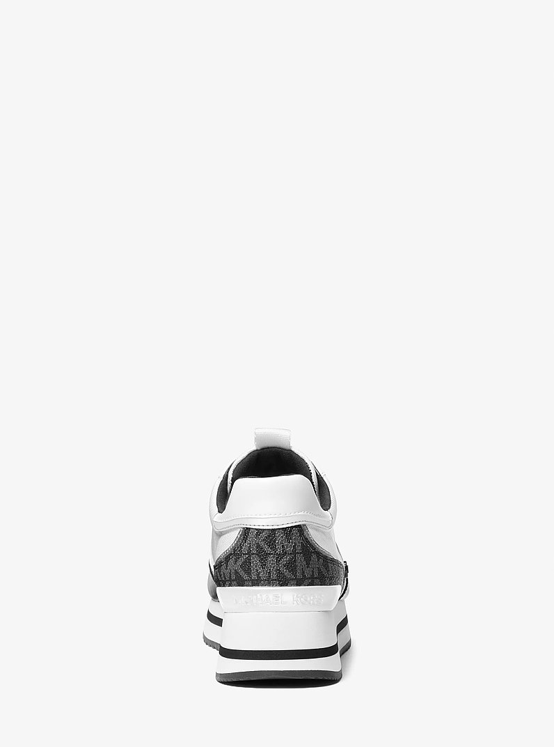 Mariah Mixed-Media Trainer in BLACK/WHITE | Michael Kors