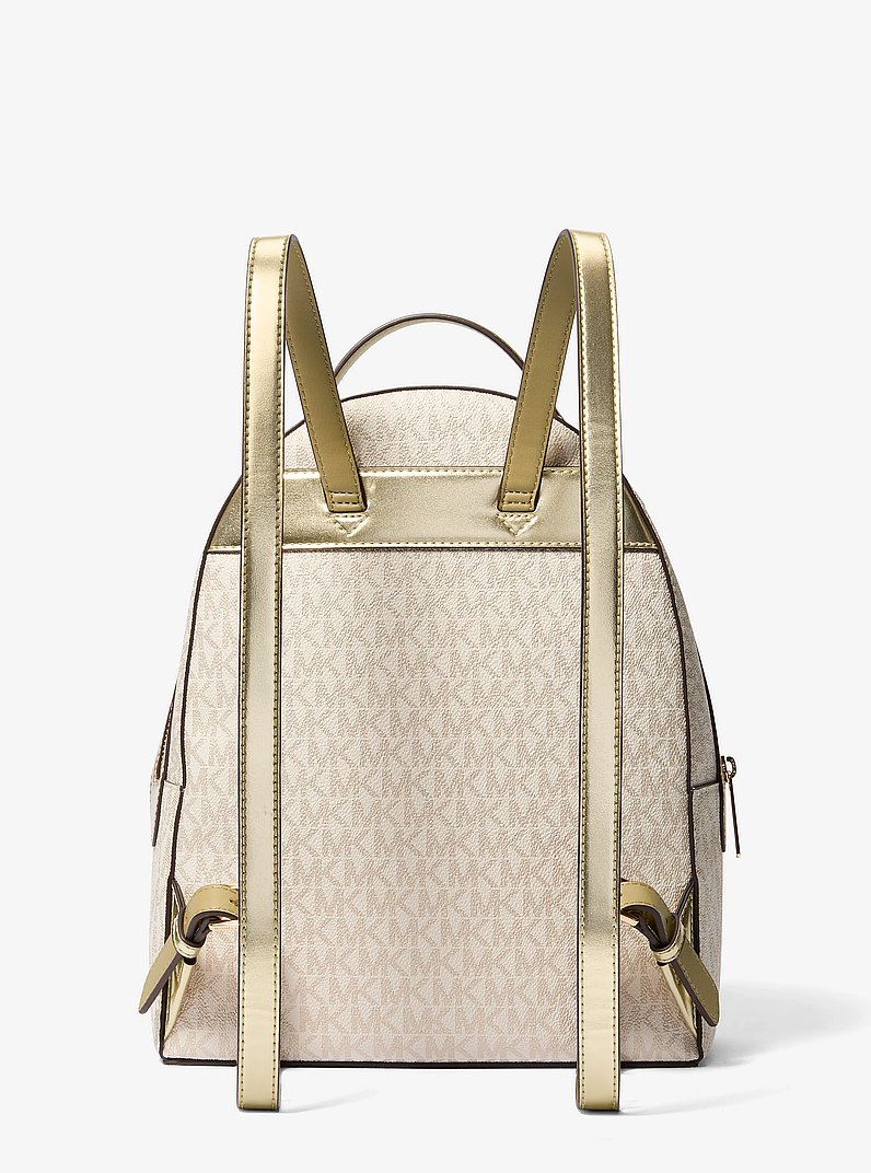 Sheila Medium Two-Tone Signature Logo Backpack in PALE GOLD  display picture 1