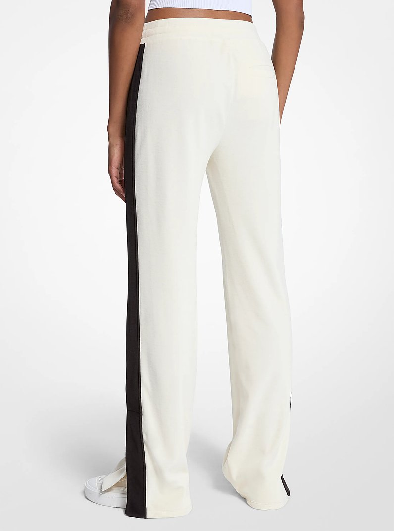 Stripe Velour Track Pants in BONE | Michael Kors