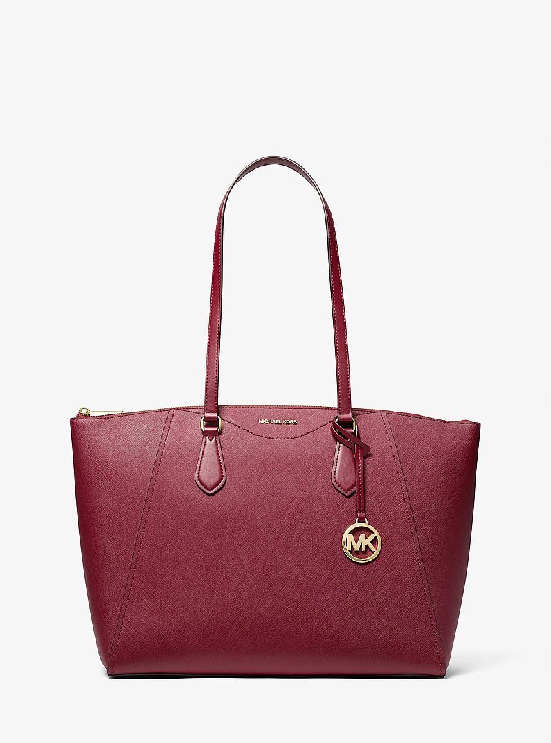 Lorita Large Saffiano Leather Tote Bag in DEEP RED | Michael Kors