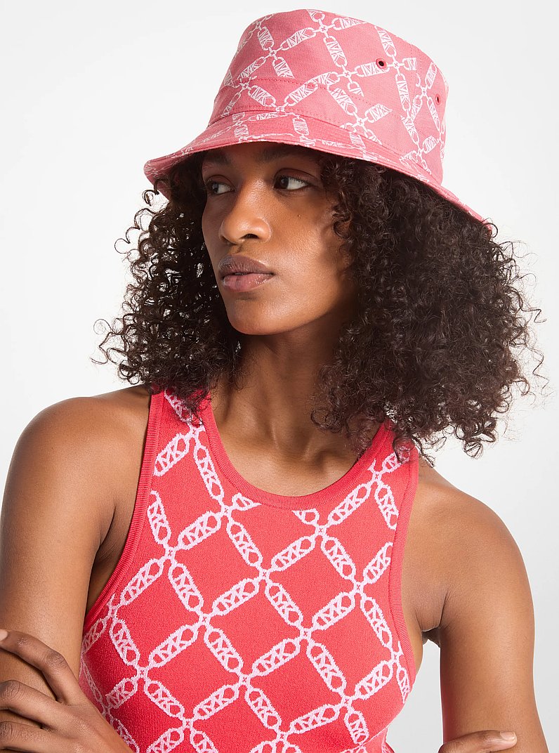 Empire Logo Jacquard Bucket Hat in CORAL | Michael Kors