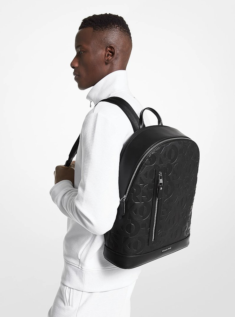 Mochila Hudson fina de piel en relieve con logotipo gr&aacute;fico