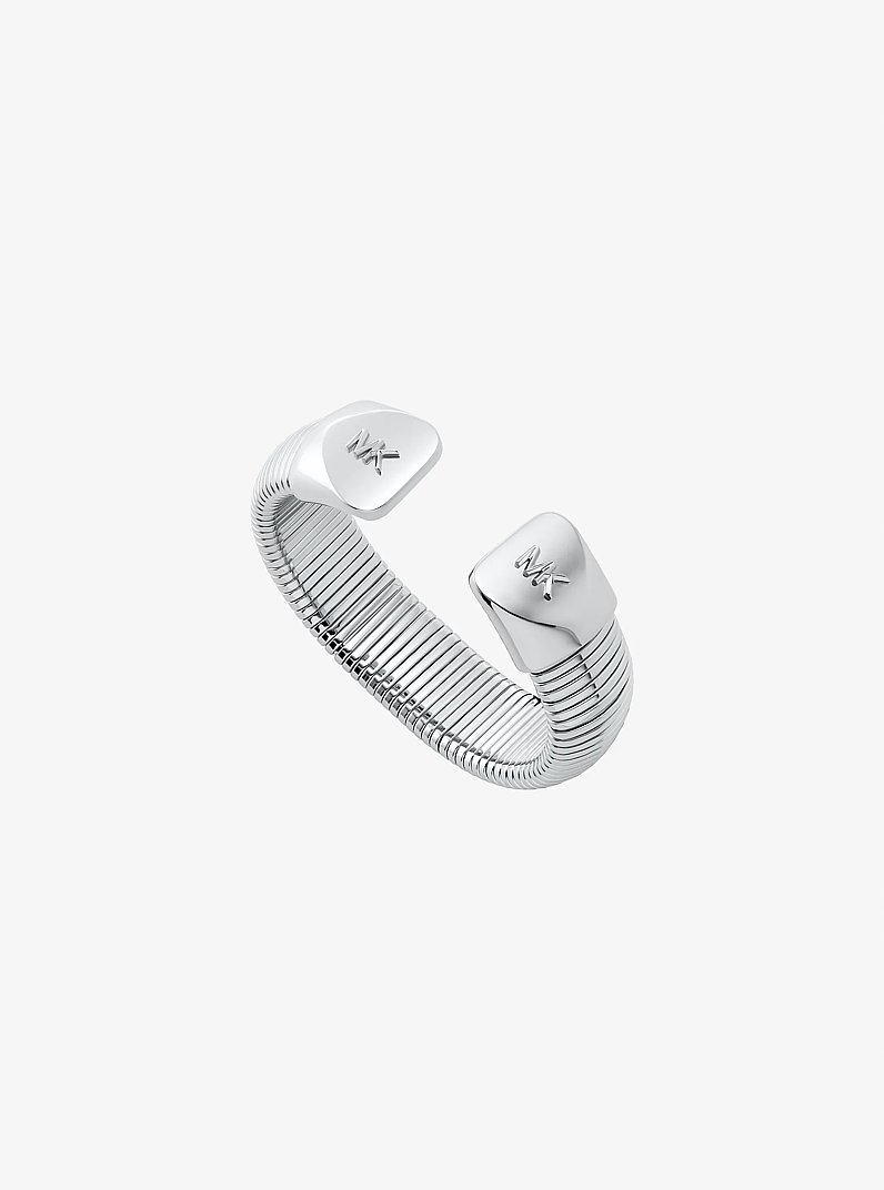 Brazalete tubogas de lat&oacute;n chapado en metales preciosos in PLATEADO | Michael Kors