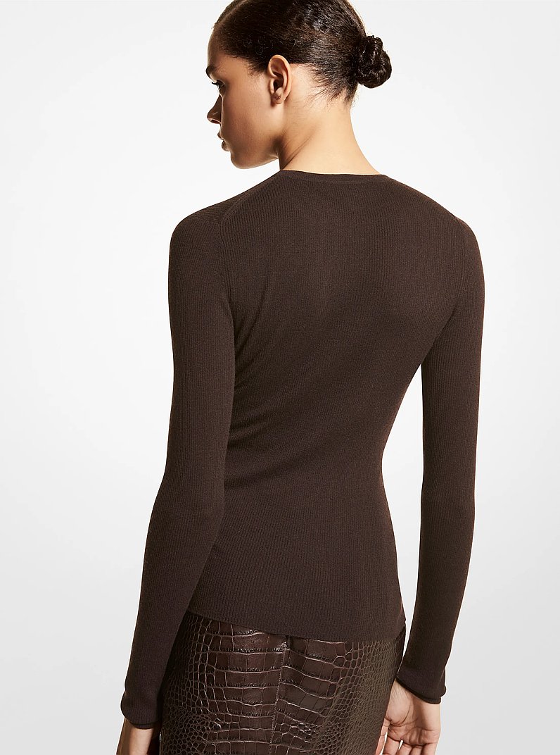 Hutton Featherweight Cashmere Sweater in CHOCOLATE | Michael Kors
