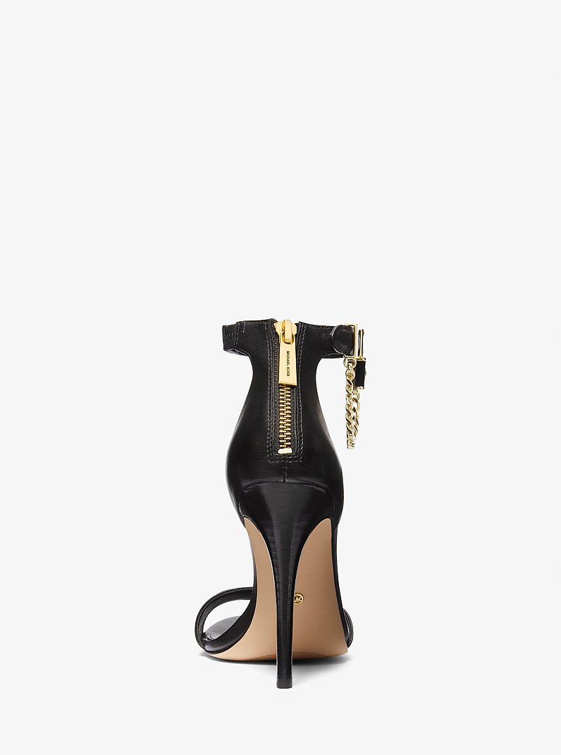 Hamilton Embellished Leather Sandal in BLACK | Michael Kors