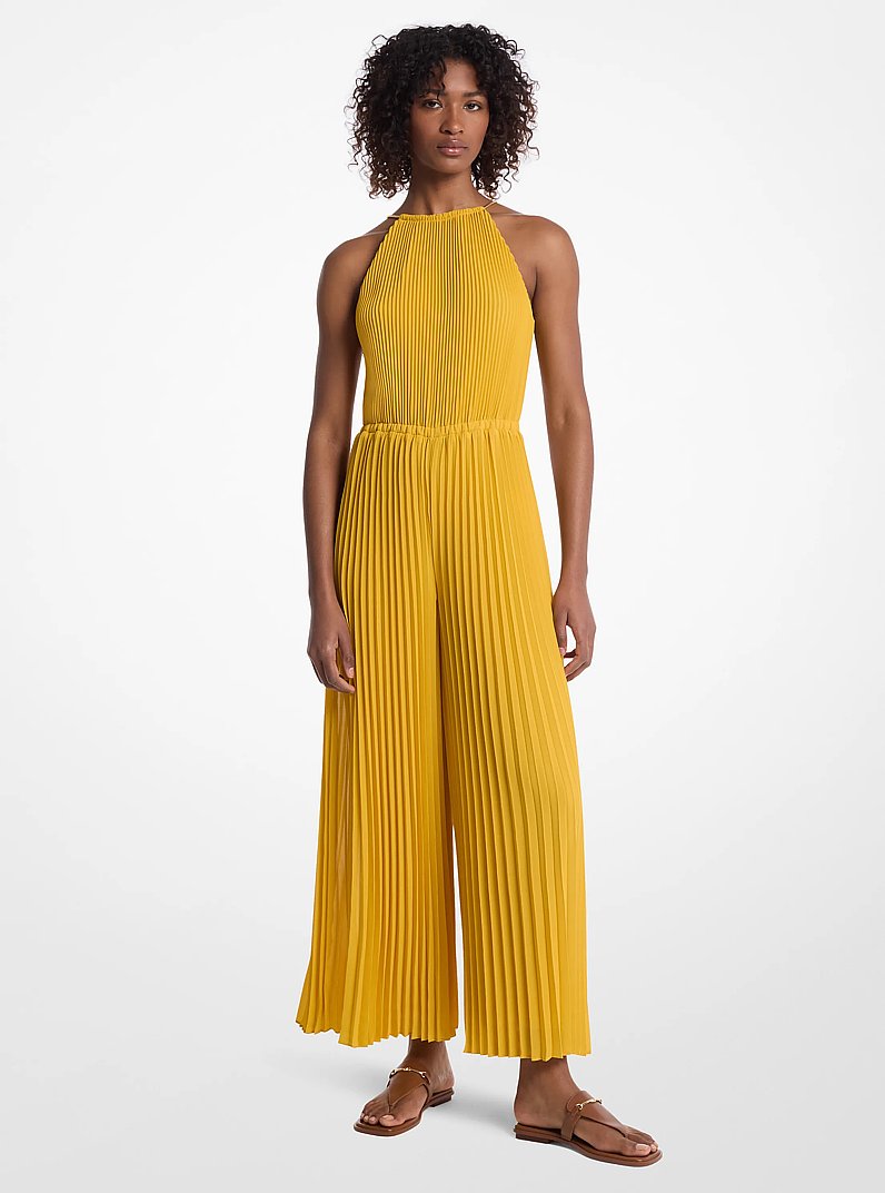 michael kors georgette pleated halter dress Georgette Pleated Halter Dress