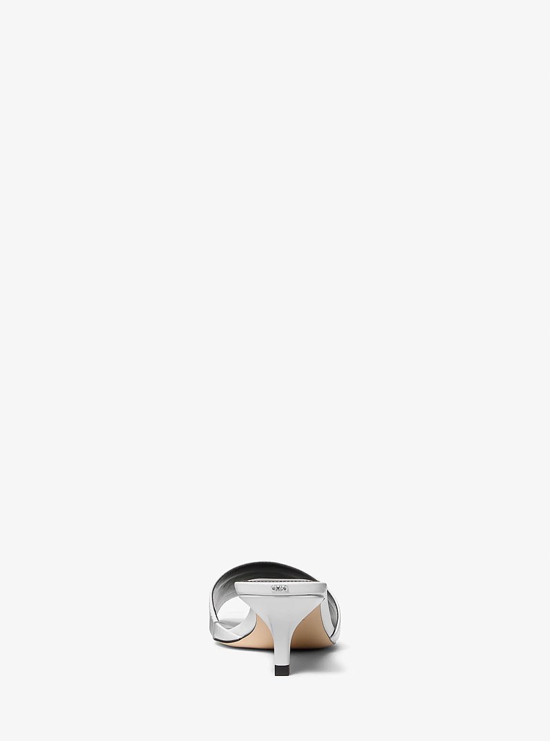 Merriam Leather Kitten Heel Sandal in OPTIC WHITE | Michael Kors