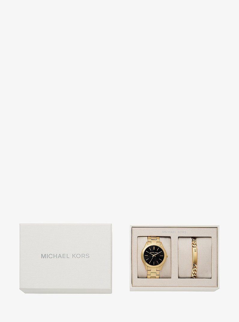 Oversized Aspyn Gold-Tone Watch and Jewelry Gift Set  in GOLD | Michael Kors