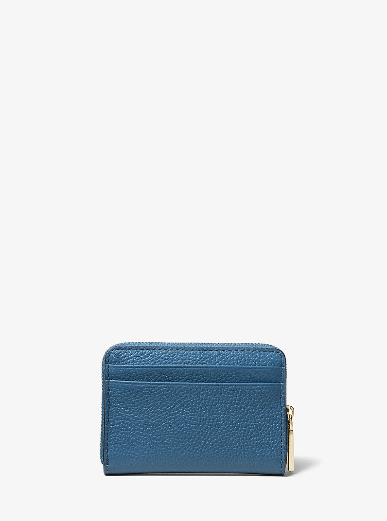 Jet Set Small Pebbled Leather Zip-Around Card Case in DK CHAMBRAY | Michael Kors