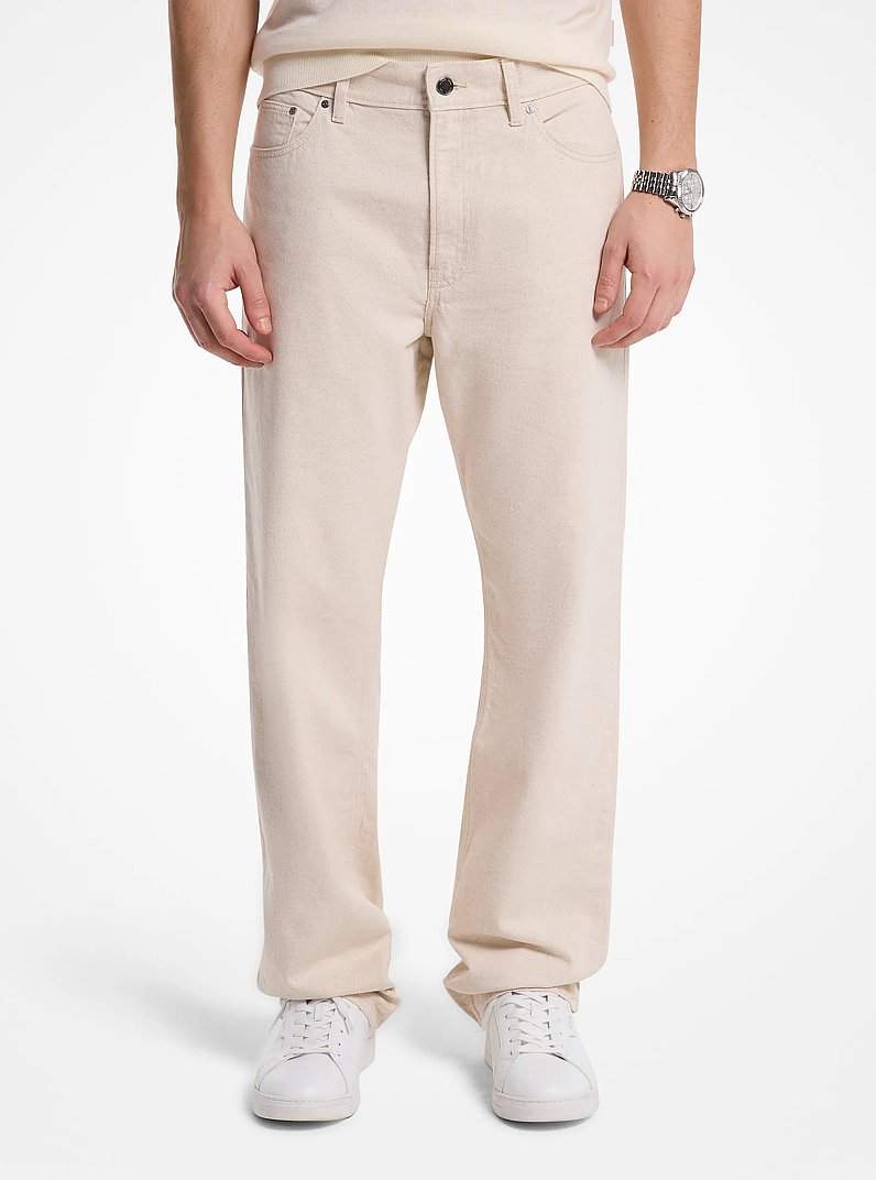 Finn Straight-Fit Stretch Denim Jeans in ECRU | Michael Kors
