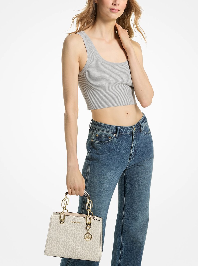 Petit sac &agrave; main Cynthia &agrave; logo Signature in VANILLE/CR&Egrave;ME | Michael Kors