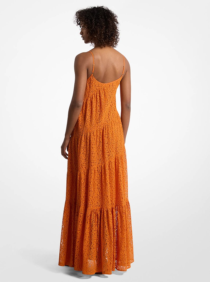 Floral Lace Tiered Slip Dress in LORANGE | Michael Kors