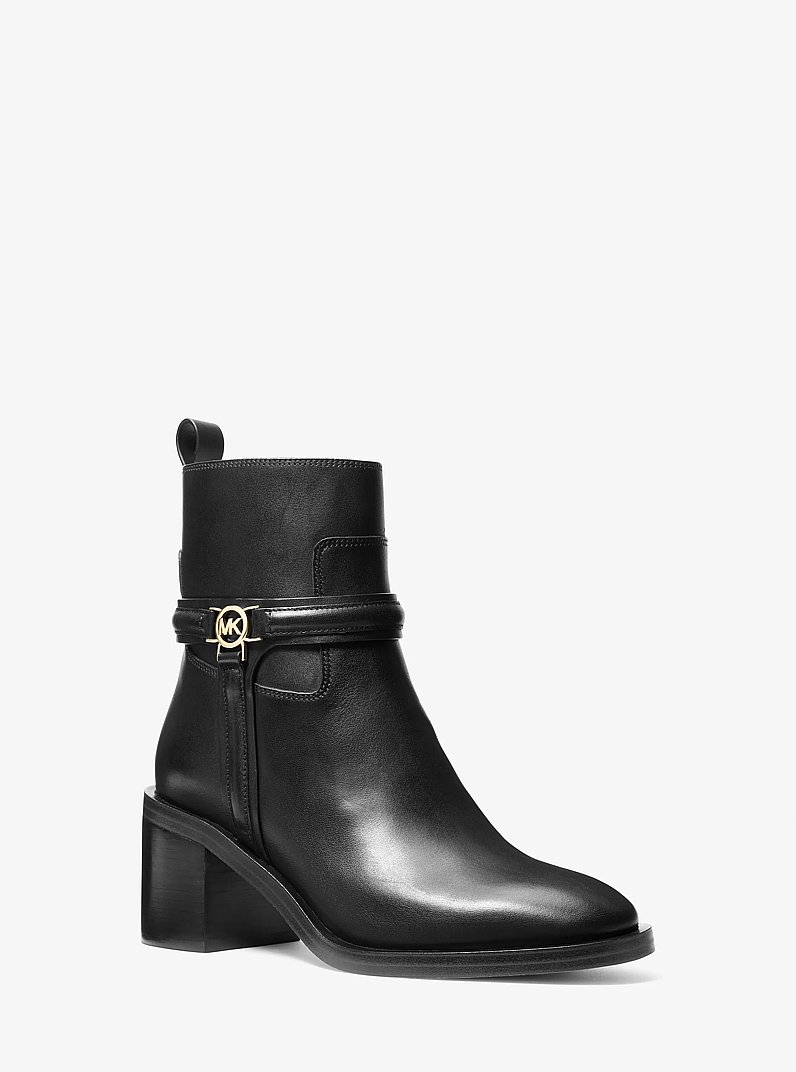 Mindy Leather Ankle Boot in BLACK | Michael Kors