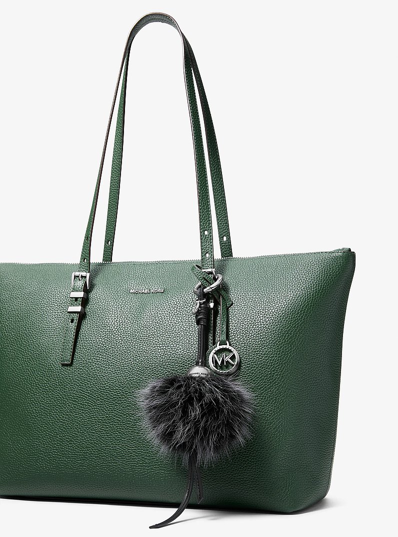 Silver-Tone Bead and Faux Fur Bag Charm in BLACK COMBO | Michael Kors