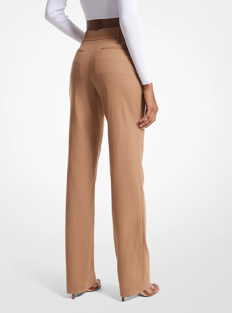 Pantal&oacute;n de lana el&aacute;stica in CAMEL OSCURO | Michael Kors