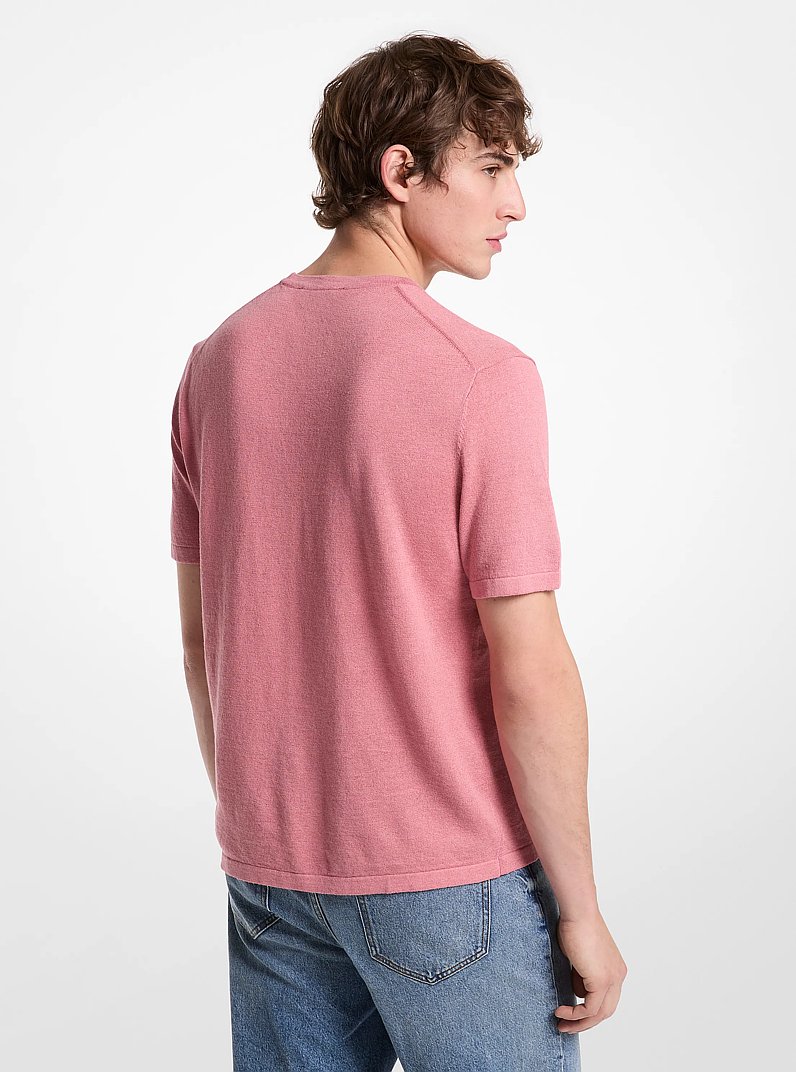 Linen and Cotton T-Shirt in DUSTY ROSE | Michael Kors