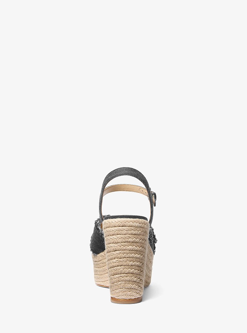 Hannah Denim Wedge Sandal in BLACK WASH | Michael Kors