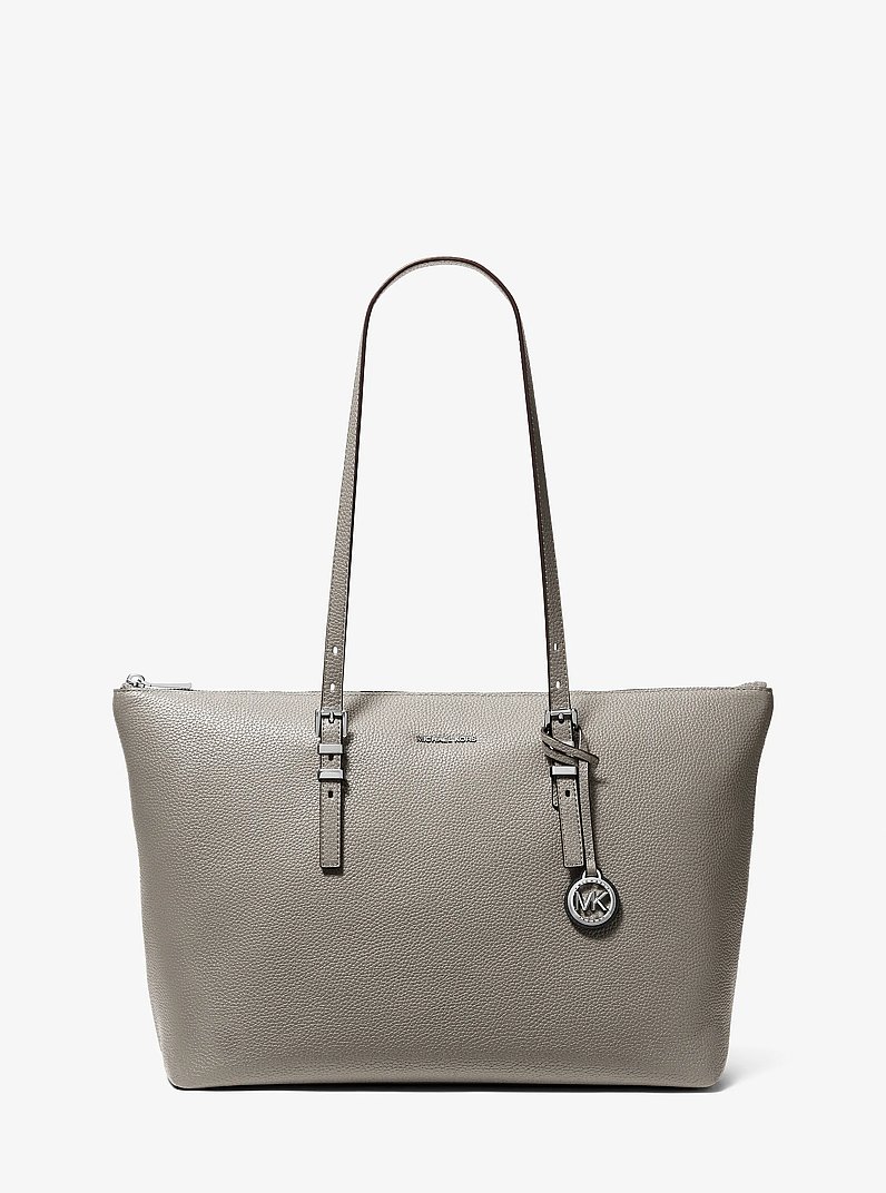 Quinn Large Pebbled Leather Tote Bag in HEATHER GREY | Michael Kors