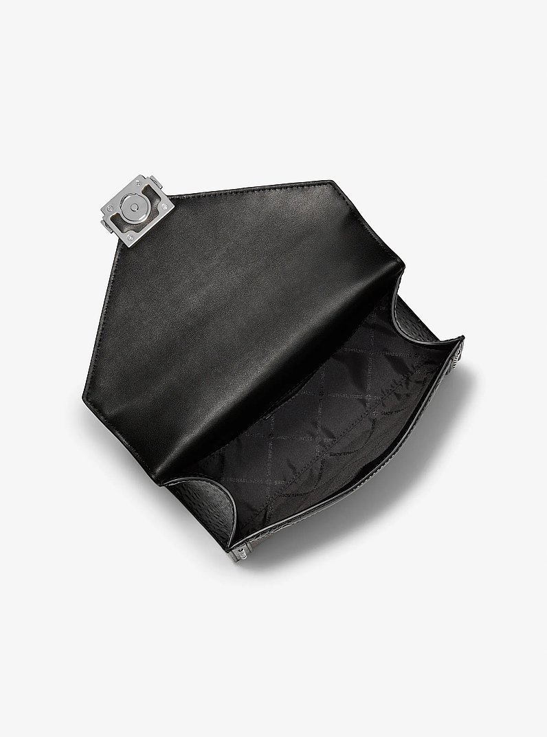 Whitney Medium Signature Logo and Leopard Print Calf Hair Shoulder