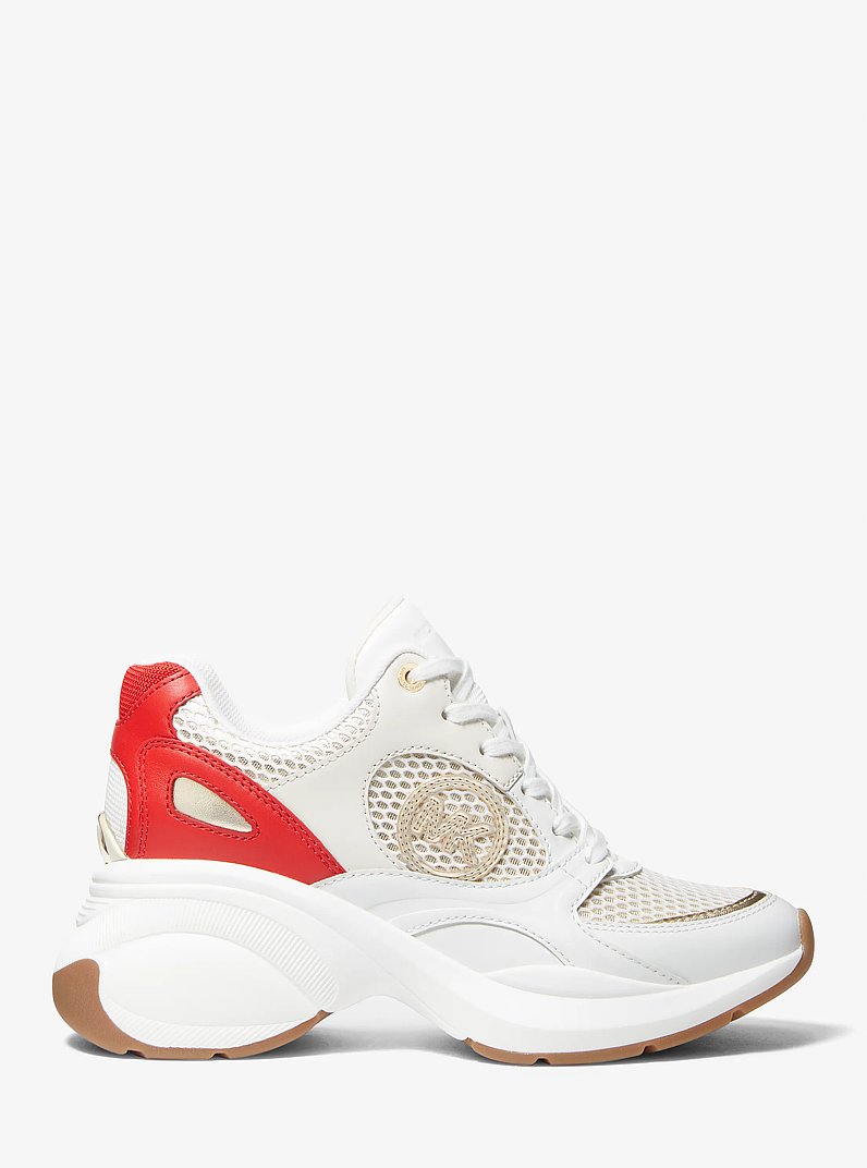 Zuma Leather and Mesh Trainer in LACQUER RED MULTI | Michael Kors