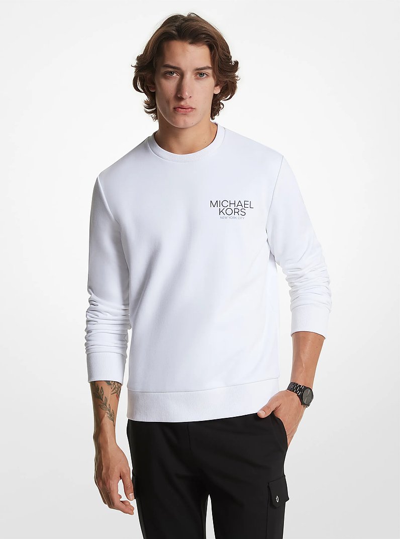 Logo Cotton Blend Sweatshirt in WHITE | Michael Kors