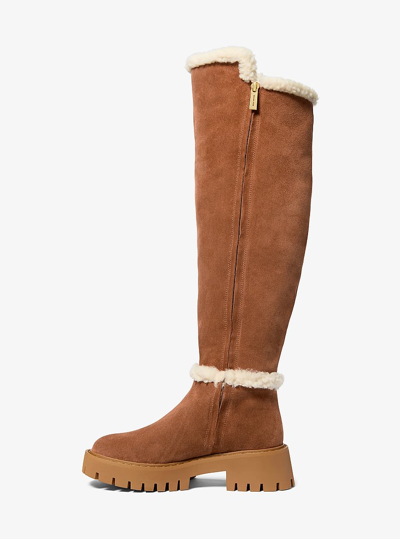 Asher Suede and Faux Shearling Boot in LUGGAGE | Michael Kors