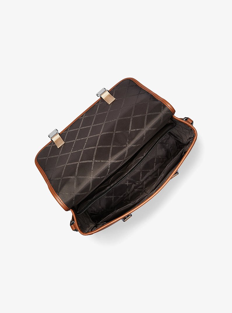 Hudson Pebbled Leather Messenger Bag with Pouch