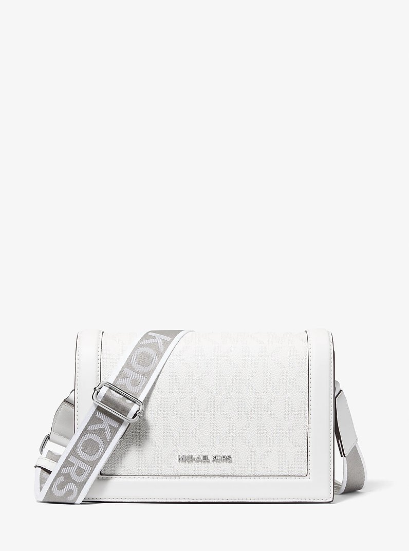 Umh&auml;ngetasche Jet Set Large mit Signature-Logomuster in OPTIC WHITE/ALUMINIUM | Michael Kors