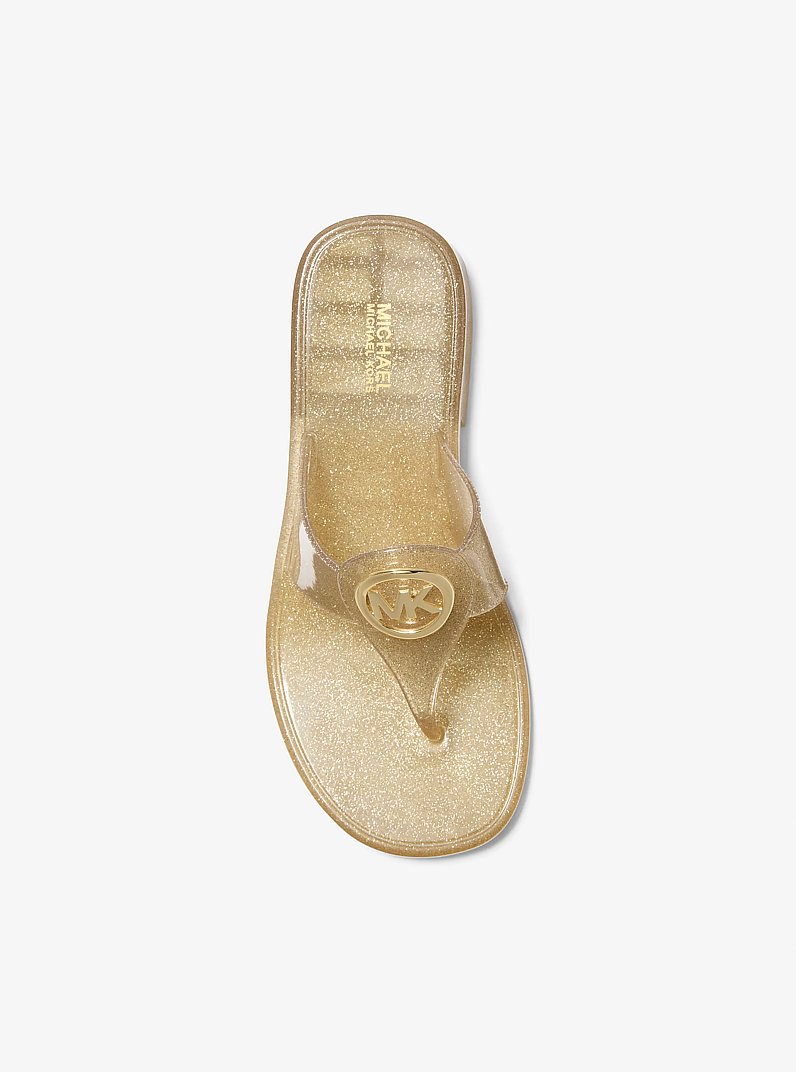 Hannah Glitter Jelly Thong Sandal in PALE GOLD | Michael Kors