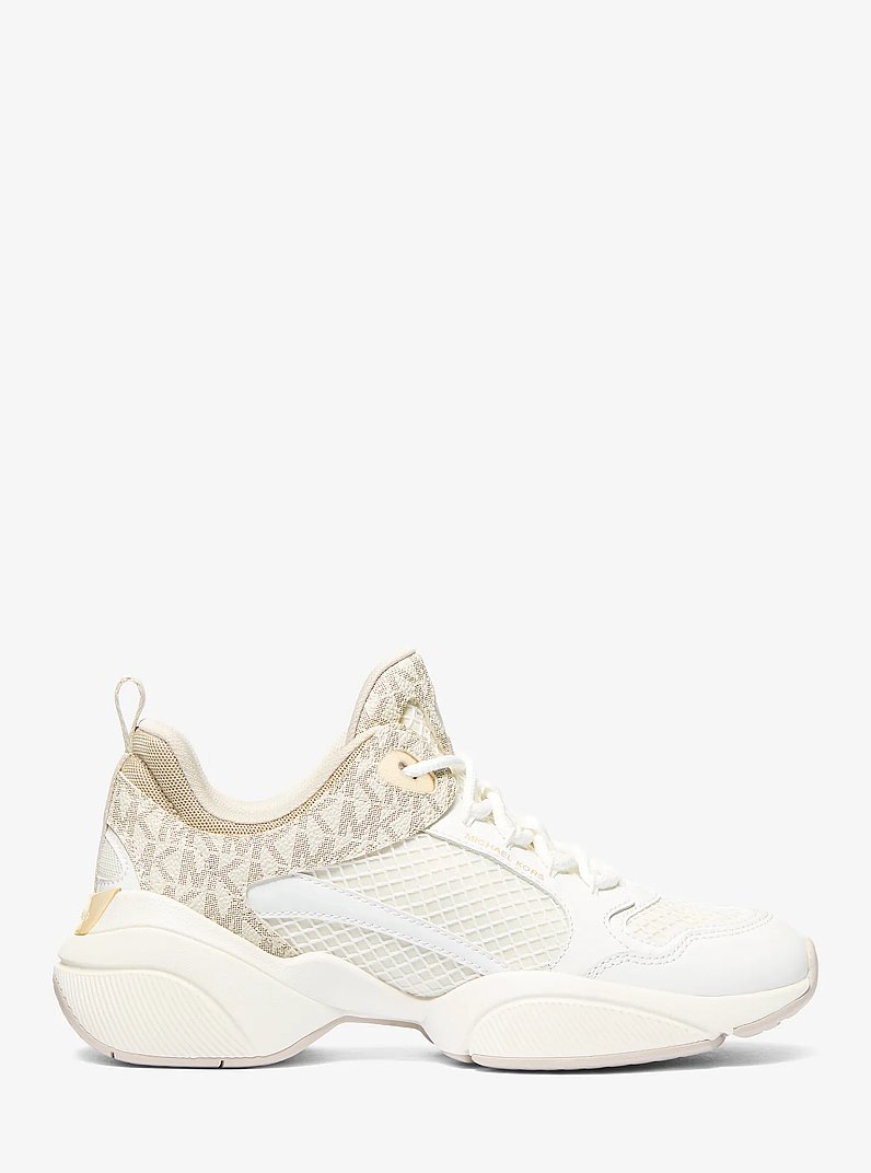 Sneaker Bowie in mesh con stampa logo in COMBO VANIGLIA | Michael Kors
