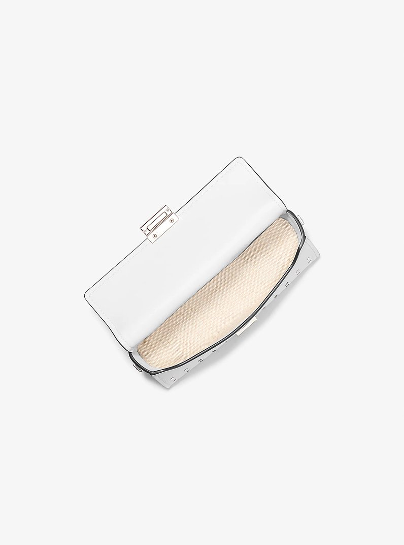 Ludlow Small Studded Leather Convertible Pochette in OPTIC WHITE | Michael Kors