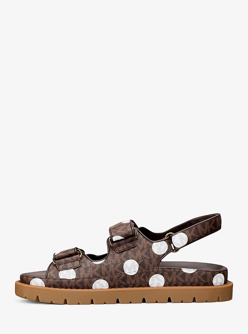 Holland Polka Dot Signature Logo Sandal in BROWN | Michael Kors