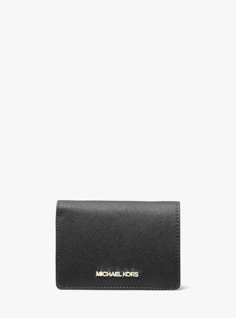 Jet Set Medium Saffiano Leather Wallet in BLACK | Michael Kors